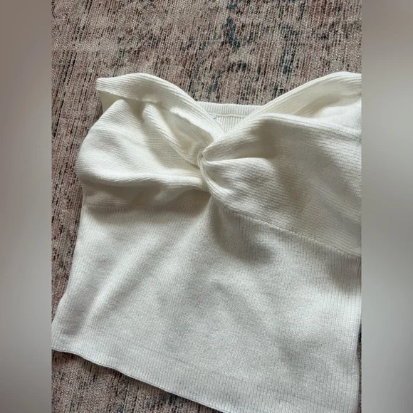 Anrabess Womens Sweater Knit Elegant White Knotted Tank Top - Picture 2 of 3